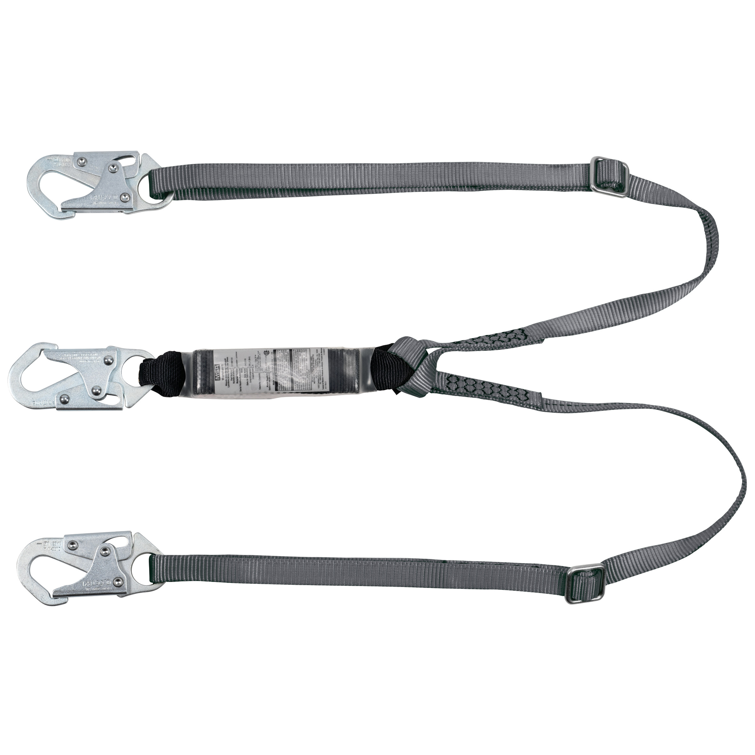 V-Series standard twin-leg adjustable energy absorbing lanyard, 6',36C small snaphooks, CSA Z259.11-17, Lightweight Worker